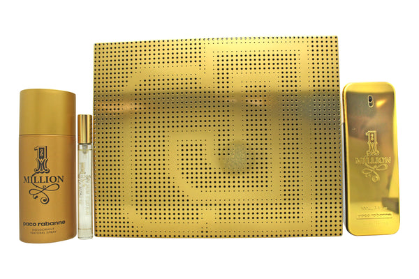 Paco Rabanne 1 Million Gift Set 100ml EDT + 150ml Deodorant Spray + 10ml EDT - Angelify Beauty