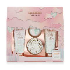 Style & Grace Bubble Boutique Gift of Glow Set 100ml Body Wash + 100ml Body Lotion + 80g Bath Fizzer + Shower Flower - Angelify Beauty