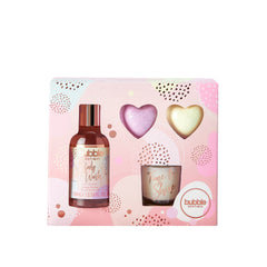 Style & Grace Bubble Boutique Relax and Bathe Gift Set 100ml Body Wash + 2 x 20g Heart Bath Fizzer + 30g Candle + Votive - Angelify Beauty