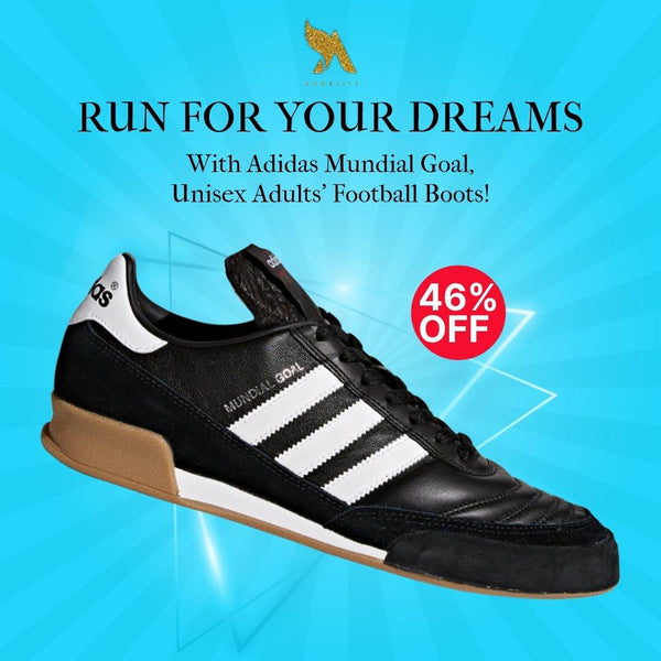 Adidas Mundial Goal, Unisex Adults' Football Boots, Black (Black 1/Running White/Running White), 4.5 UK Shoes - Angelify Beauty