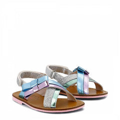 Andie Bow Sandal Silver Glitter & Multi Pastel - Angelify Beauty