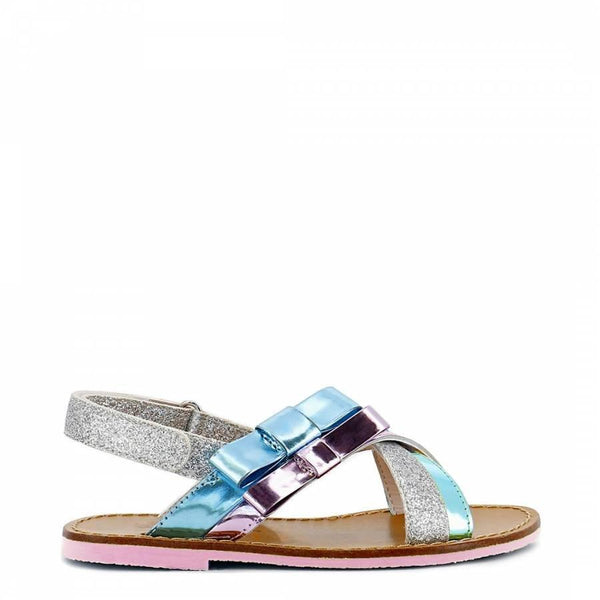 Andie Bow Sandal Silver Glitter & Multi Pastel - Angelify Beauty
