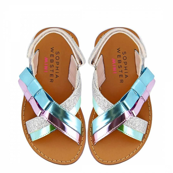 Andie Bow Sandal Silver Glitter & Multi Pastel - Angelify Beauty
