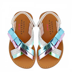 Andie Bow Sandal Silver Glitter & Multi Pastel - Angelify Beauty