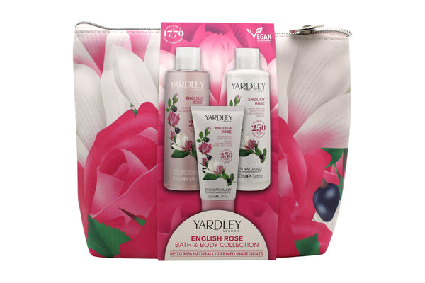 Yardley English Rose Gift Set 100ml Body Wash + 100ml Body Lotion + 50ml Hand Cream + Bag - Angelify Beauty