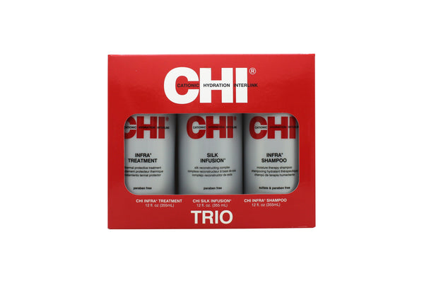 CHI Infra Trio Gift Set 355ml Infra Shampoo + 355ml Infra Treatment + 355ml Silk Infusion - Angelify Beauty